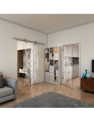 Ganzglastür - Fineprint Model 039 Weiss auf Klarglas