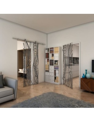 Ganzglastür - Fineprint Model 040 Schwarz auf Klarglas