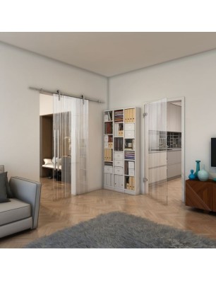 Ganzglastür - Fineprint Model 052 Weiss auf Klarglas