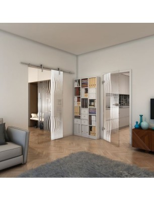 Ganzglastür - Fineprint Model 059 Weiss auf Klarglas