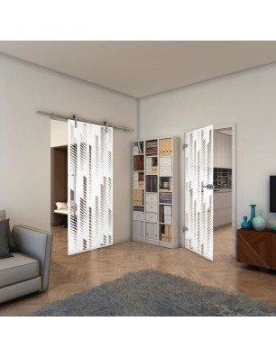 Ganzglastür - Fineprint Model 067 Weiss auf Klarglas