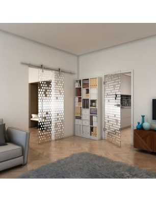 Ganzglastür - Fineprint Model 072 Weiss auf Klarglas