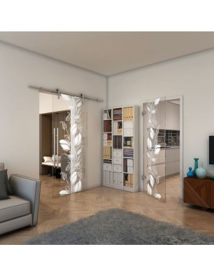 Ganzglastür - Fineprint Model 086 Weiss auf Klarglas