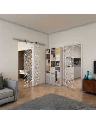 Ganzglastür - Fineprint Model 087 Weiss auf Klarglas