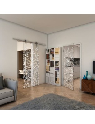 Ganzglastür - Fineprint Model 089 Weiss auf Klarglas