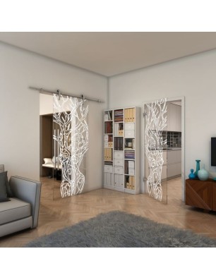 Ganzglastür - Fineprint Model 105 Weiss auf Klarglas