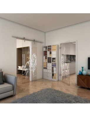 Ganzglastür - Fineprint Model 117 Weiss auf Klarglas