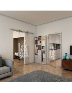 Ganzglastür - Fineprint Model 119 Weiss auf Klarglas