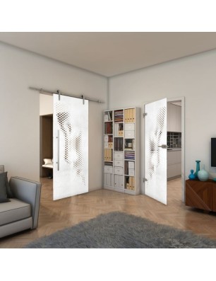 Ganzglastür - Fineprint Model 120 Weiss auf Klarglas