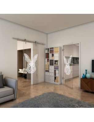 Ganzglastür - Fineprint Model 121 Weiss auf Klarglas