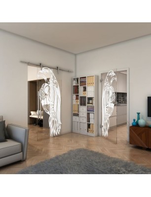 Ganzglastür - Fineprint Model 122 Weiss auf Klarglas