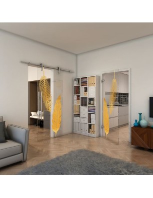 Ganzglastür - Fineprint Model 129 Gold auf Klarglas