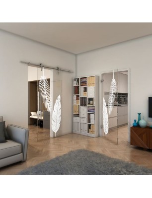 Ganzglastür - Fineprint Model 129 Weiss auf Klarglas