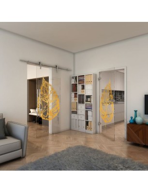 Ganzglastür - Fineprint Model 130 Gold auf Klarglas