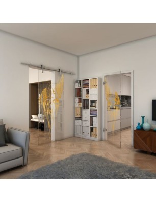 Ganzglastür - Fineprint Model 131 Gold auf Klarglas