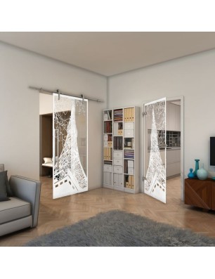 Ganzglastür - Fineprint Model 132 Weiss auf Klarglas