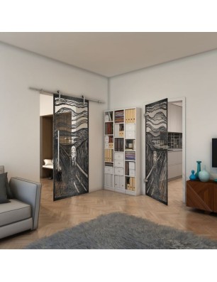 Ganzglastür - Fineprint Model 133 Schwarz auf Klarglas