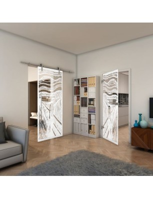 Ganzglastür - Fineprint Model 133 Weiss auf Klarglas