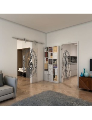 Ganzglastür - Fineprint Model 134 Schwarz auf Klarglas