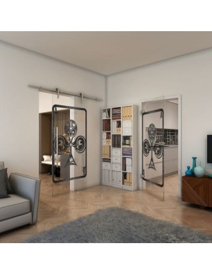 Ganzglastür - Fineprint Model 135 Schwarz auf Klarglas