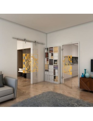 Ganzglastür - Fineprint Model 137 Gold auf Klarglas