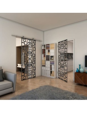 Ganzglastür - Fineprint Model 144 Schwarz auf Klarglas