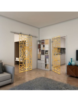 Ganzglastür - Fineprint Model 144 Gold auf Klarglas