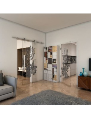 Ganzglastür - Fineprint Model 157 Schwarz auf Klarglas