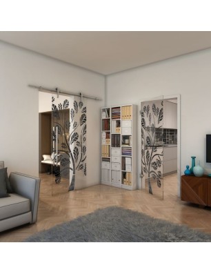 Ganzglastür - Fineprint Model 159 Schwarz auf Klarglas