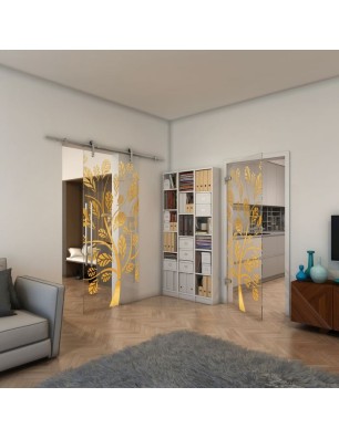 Ganzglastür - Fineprint Model 159 Gold auf Klarglas