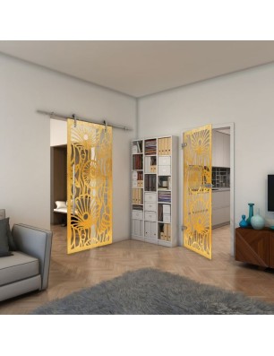 Ganzglastür - Fineprint Model 165 Gold auf Klarglas