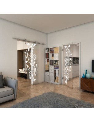 Ganzglastür - Fineprint Model 166 Weiss auf Klarglas