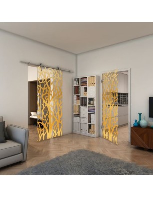 Ganzglastür - Fineprint Model 167 Gold auf Klarglas