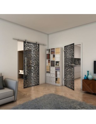 Ganzglastür - Fineprint Model 168 Schwarz auf Klarglas