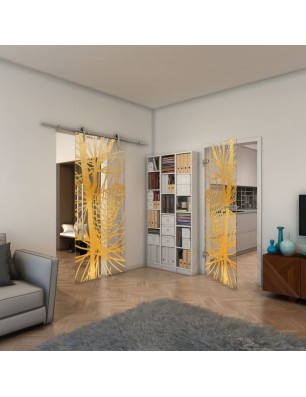 Ganzglastür - Fineprint Model 169 Gold auf Klarglas