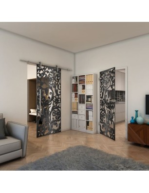 Ganzglastür - Fineprint Model 170 Schwarz auf Klarglas