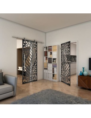 Ganzglastür - Fineprint Model 173 Schwarz auf Klarglas