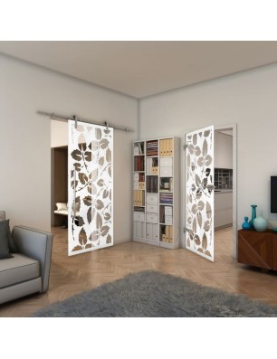 Ganzglastür - Fineprint Model 175 Weiss auf Klarglas