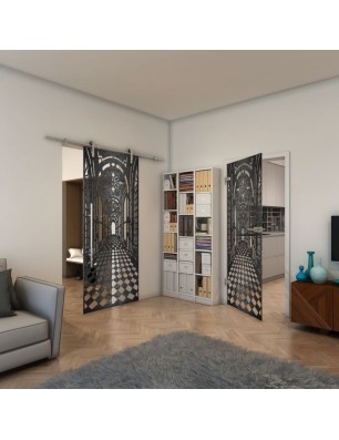 Ganzglastür - Fineprint Model 181 Schwarz auf Klarglas