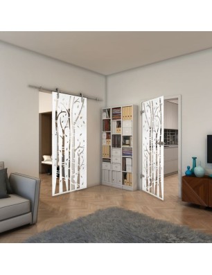 Ganzglastür - Fineprint Model 182 Weiss auf Klarglas