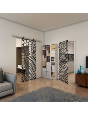 Ganzglastür - Fineprint Model 186 Schwarz auf Klarglas