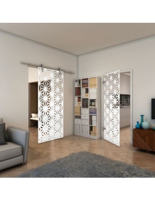 Ganzglastür - Fineprint Model 187 Weiss auf Klarglas