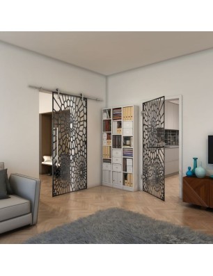 Ganzglastür - Fineprint Model 188 Schwarz auf Klarglas