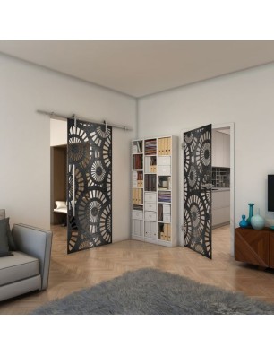 Ganzglastür - Fineprint Model 191 Schwarz auf Klarglas