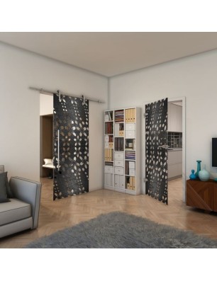 Ganzglastür - Fineprint Model 203 Schwarz auf Klarglas