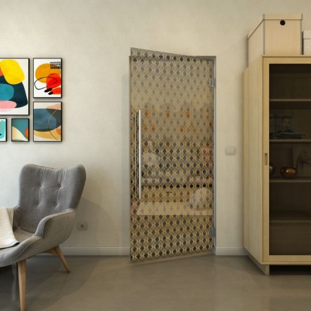 Pendeltür - Fineprint Model 002 Gold auf Grauglas