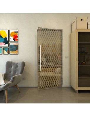 Pendeltür - Fineprint Model 002 Gold auf Grauglas