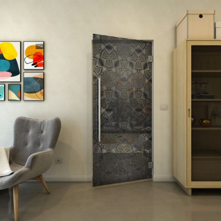 Pendeltür - Fineprint Model 005 Schwarz auf Grauglas