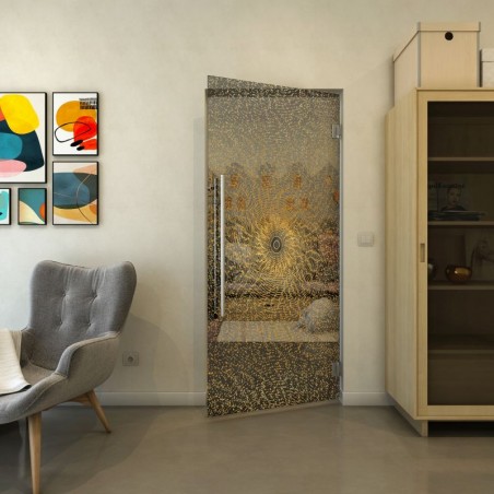 Pendeltür - Fineprint Model 006 Gold auf Grauglas