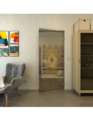 Pendeltür - Fineprint Model 006 Gold auf Grauglas